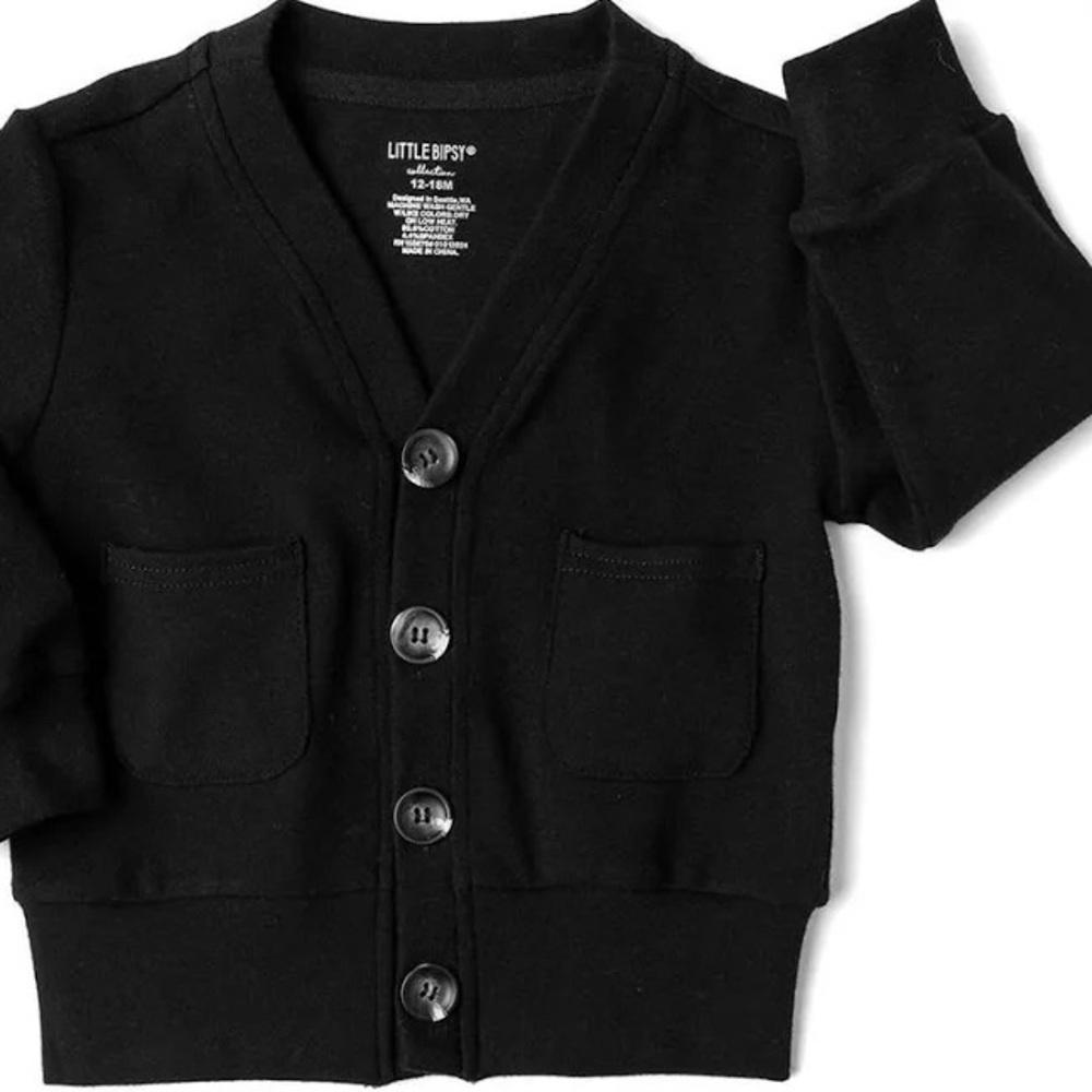 NWT Little Bipsy Black Sweater Cardigan Black 0/3M